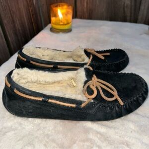 UGG Black and Tan Suede Loafers Size 9